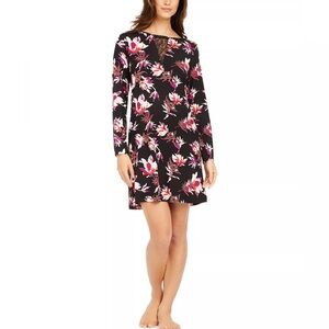 SESOIRE Women's pullover long sleeves Floral-Print Knit Nightgown size M NEW